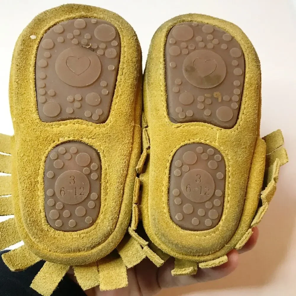 HONGTEYA Yellow Leather Baby Moccasins 3